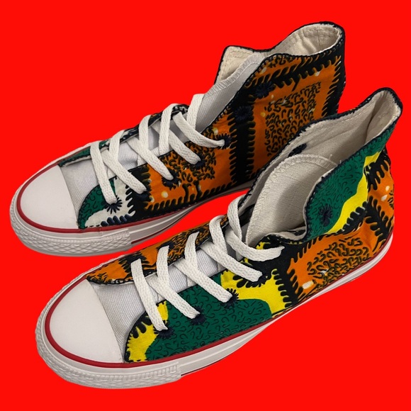 Converse Custom Hi Tops In Colorful African Print - Picture 12 of 12